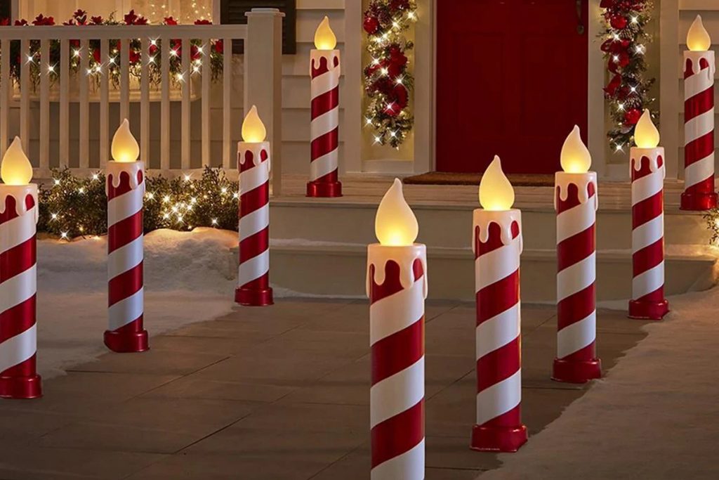 Outdoor Plastic Christmas Candle Decorations 